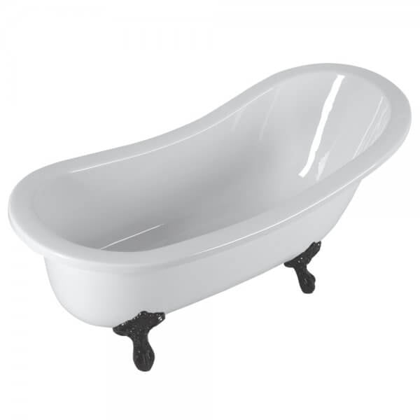 Devon Slipper Freestanding Bath Polished Black Feet 1680X700X540mm
