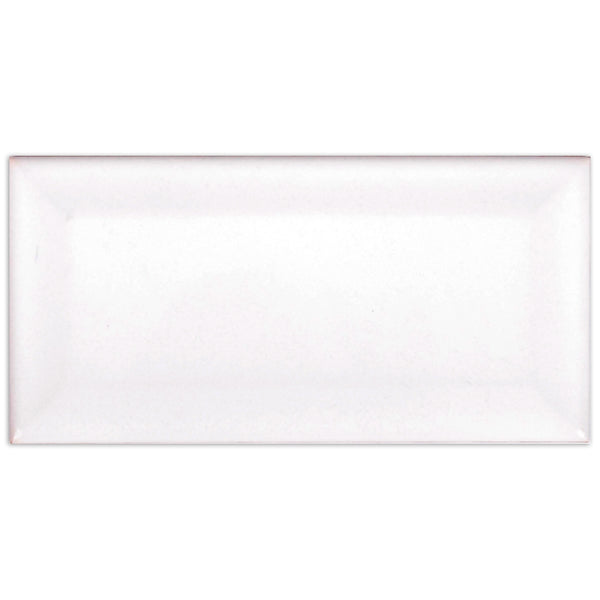 White Gloss Bevelled Subway Tile (75x150) Piece (88 Sheet / m²)