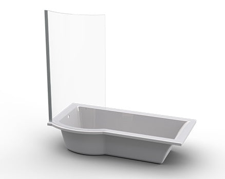 Tokyo Right HandShower Bath Polished White Incl. Curved Screen1700x750x400mm