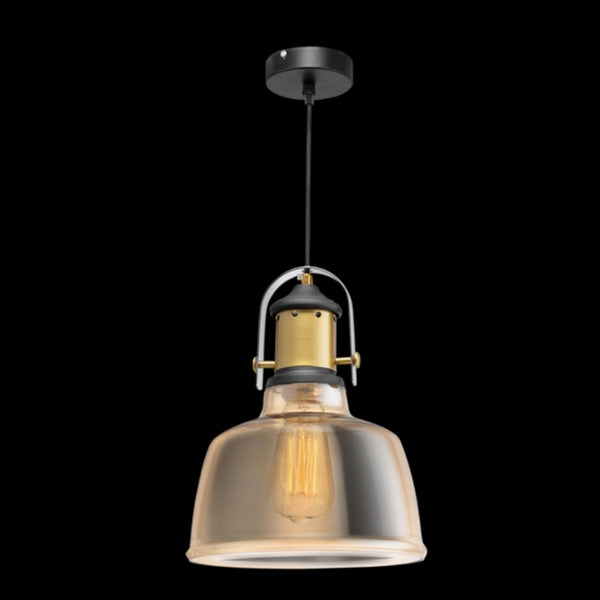1xE27 Nautical A/Brass & Amber Glass Pendant