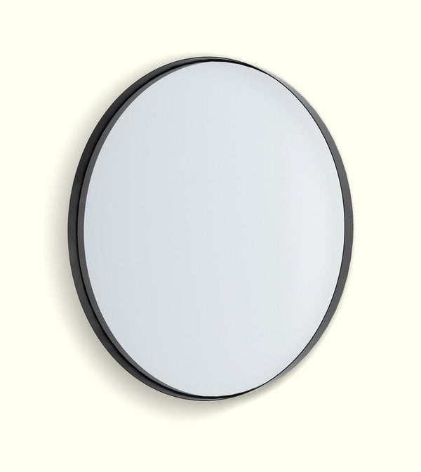 Deep Frame Circular Mirror Smooth Black.