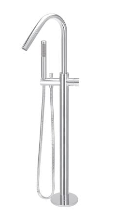 Round Pinless Freestanding Bath Mixer with Hand Shower Chrome
