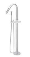 Round Pinless Freestanding Bath Mixer with Hand Shower Chrome