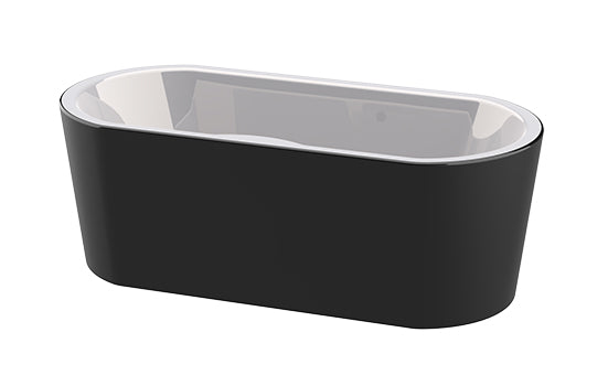 Prague Freestanding Bath Polished White Inside Black Outside 1870x875x665mm