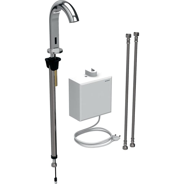 Washbasin tap Piave, deck-mounted, mains operation, with exposed function box: bright chrom