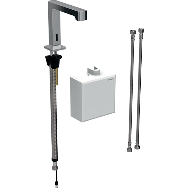 Washbasin tap Brenta, deck-mounted, battery operation, with exposed function box: bright ch