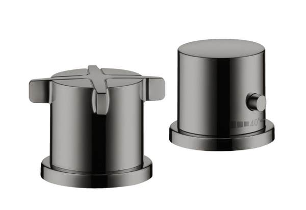 AXOR CITTERIO E 2-hole Rim Mounted Thermostatic Bath Mixer Polished Black Chrome