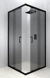 Lave Madine Corner Entry Shower 985x985x1950mm (5mm) - Black Frame Smoke Glass