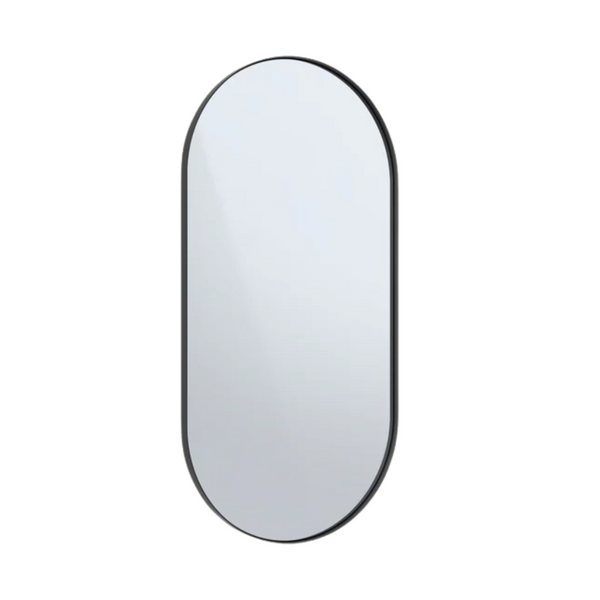 Deep Frame Pill LED Backlit Mirror Matt Black 600 mmx1200x30mm