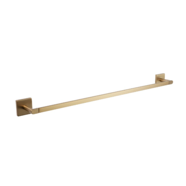 Square Single Towel Rail 600mm Brushed Brass | Mint Accessories