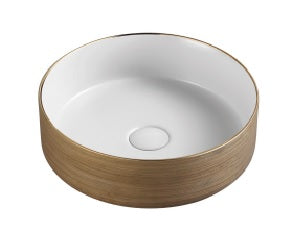 Sianna Countertop Basin Polished Whote & Gold 355X355X120mm