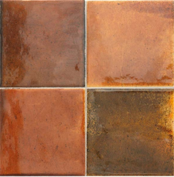 Hanoi Cuadrado Burnt Red 100x100x9mm Ceramic Gloss Tiles (0.50sqm/box)