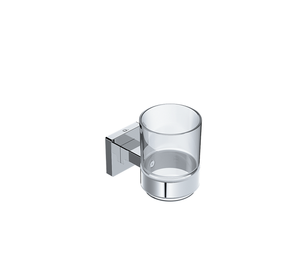 Elemental Glass Tumbler + Holder Chrome