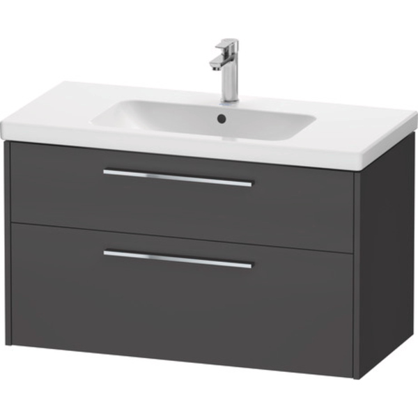 D-Code Vanity Unit Wall Mounted 2 Drawers Graphite Matt with Chrome Handle