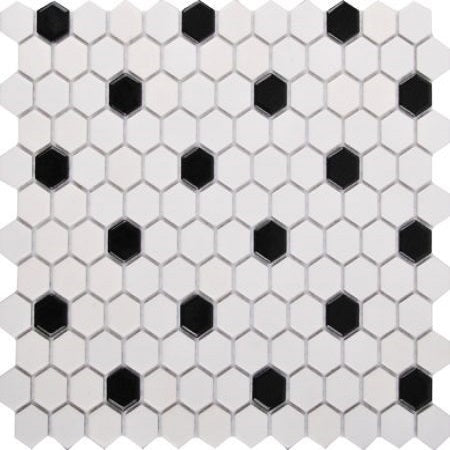 White Matt / Glossy Black Dots (23x26) 260x305 (12.85 Sheet / m²)