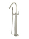 Freestanding Round Bath Mixer with Hand Spray - Brushed Nickel