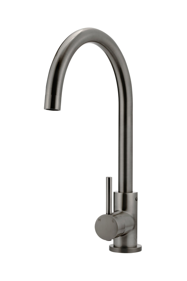 Round Gooseneck Kitchen Mixer Gun Metal