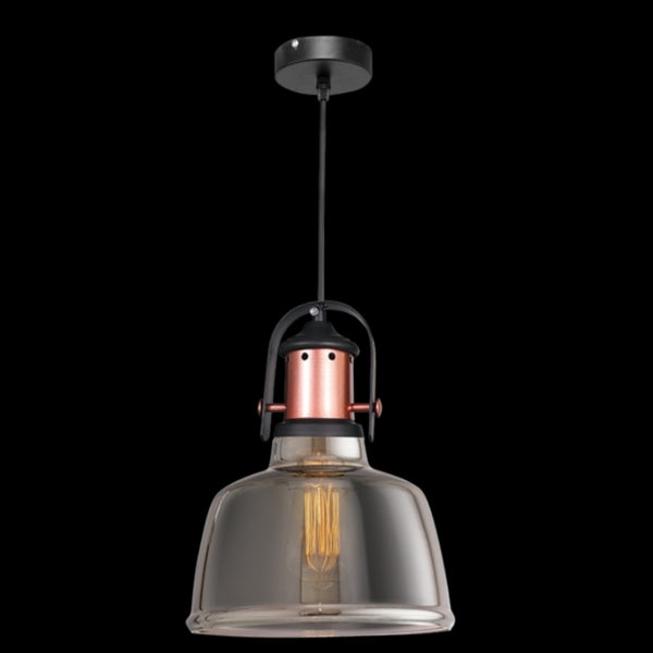 1xE27 Nautical Copper & Smoke Glass Pendant