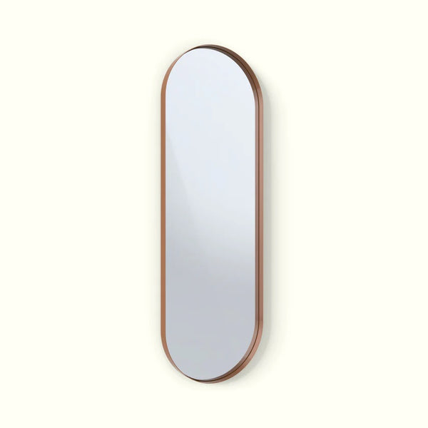 Deep Frame Pill Mirror - 0.6 x 1.2m - 30mm - Chemically Aged Brass