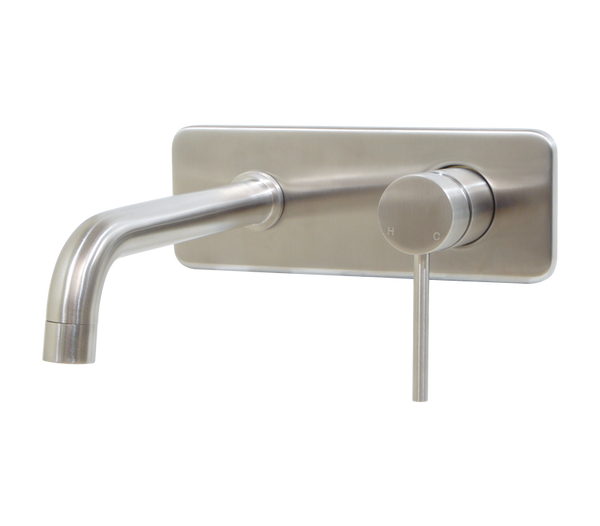 Neo Brushed Stainless Steel Basin Concealed Mixer with Spout