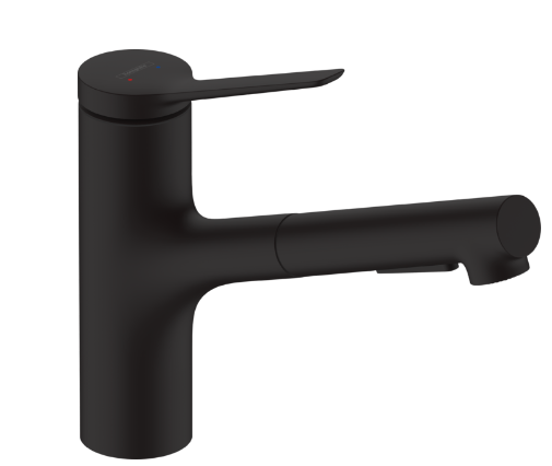 Hansgrohe Zesis M33 Single Lever Kitchen Mixer 150, Pull-Out Spray, 2Jet Matt Black