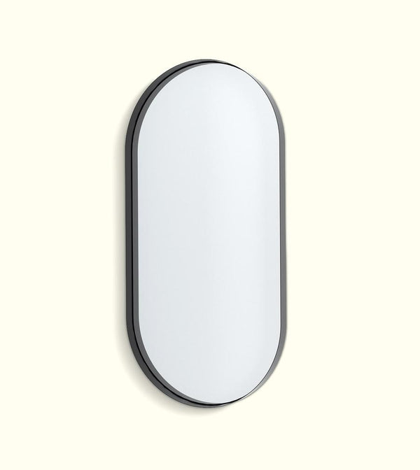 Smooth Matt Black Powdercoat Pill Mirror 32mm Deep Edge, 550x1000mm