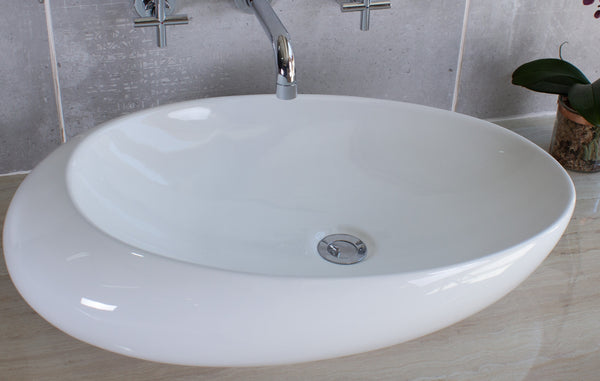 Medium Pebble Countertop Basin White 680x440x160mm