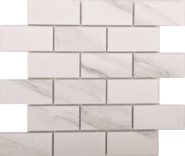 Carrara White Porcelain Brick 45x95 291x295 (12 Sheet / m²)