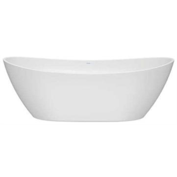 DuraVato Freestanding Bath Overflow and Chrome Push Open Waste Polished White 1800x800mm