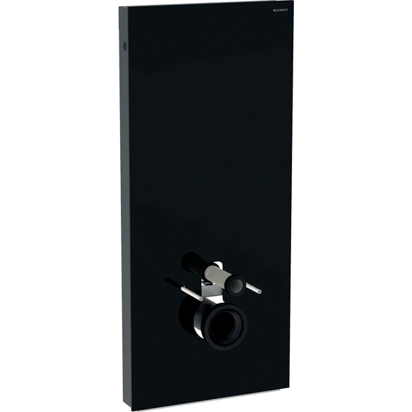 Monolith sanitary module for wall-hung WC, 114 cm, front cladding made of glass: black glas