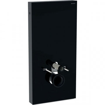Monolith sanitary module for wall-hung WC, 101 cm, front cladding made of glass: black glas