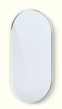 Deep Frame Pill Mirror - 0.6 x 1.2m - 30mm - Polished Stainless Steel - LED Backlit