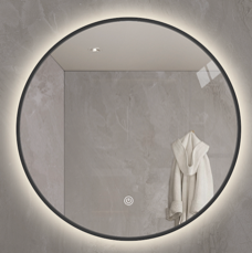 Led Amalia Black Framed Round Mirror 900-5mm Ip44