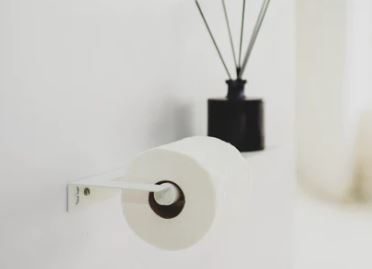 White Toilet Roll Holder Made From Powder Coated Treated 3Cr Mild Steel 395mm35mm (H) 90mm (W)