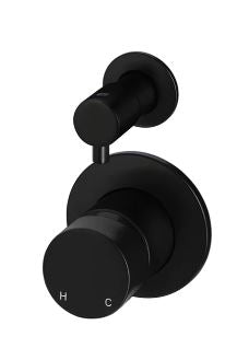 Round Pinless Diverter Mixer Black
