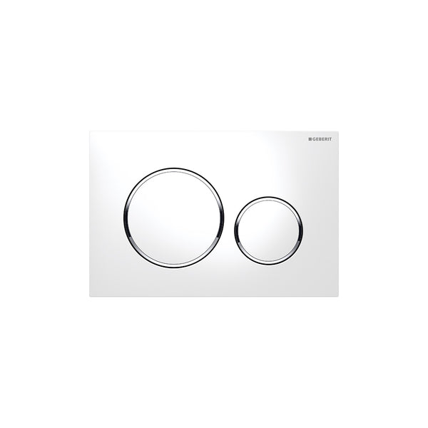 Sigma20 Flush Plate Matt White With Polished Chrome Accent