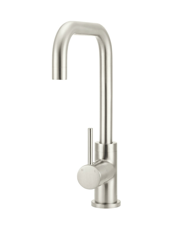 Round Kitchen Mixer Curved Tap - Brushed Nickel