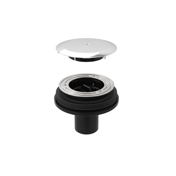 Shower Drain d90 w/Cover No Trap - Chrom