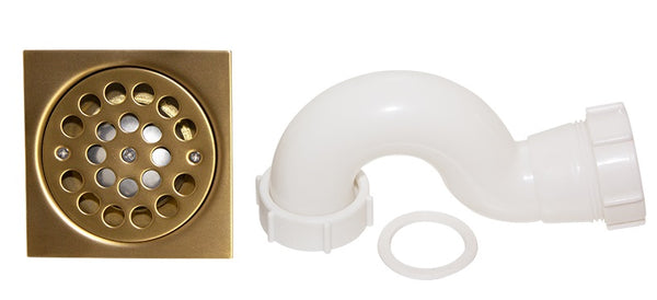 Square Shower Trap Brushed Brass