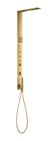 Shower Panel with Thermostat, Overhead Shower 110/220 1jet & Shoulder Shower Polished Gold Optic