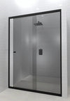 Lave Madine Adjustable Slider Door Fully Framed 1200-1400x2000mm (5mm) - Black Frame Smoke Glass