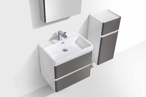 Milan 900 Gloss Grey Double Draw Vanity Set