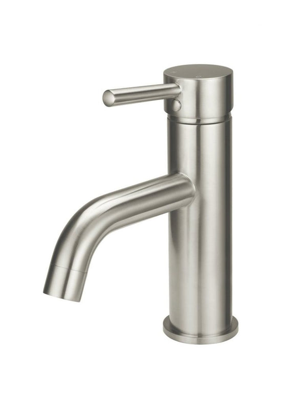 Brushed Nickel Curved Short Basin Mixer
