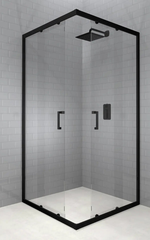 Lave Seine Corner Entry Shower 985x985x1950mm (5mm) - Black Frame Clear Glass
