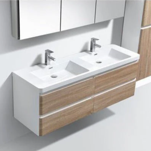 Venice 1200 White Oak Double Draw Vanity Set