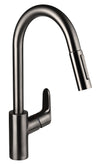 Hansgrohe Decor Single Lever Kitchen Mixer 240, 7 L/Min, Pull-Out Spray, 2Jet Brushed Black Chrome