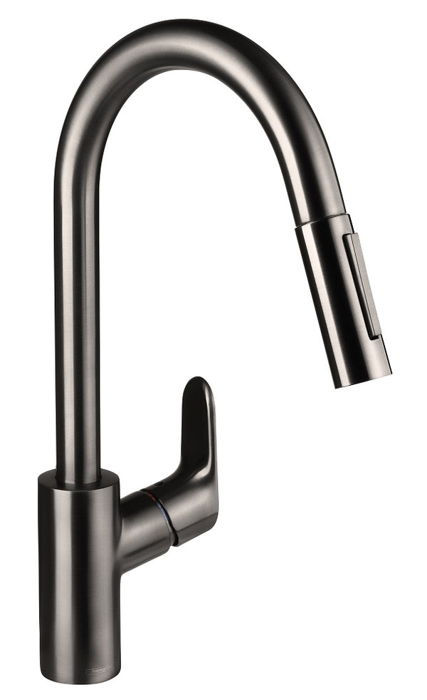 Hansgrohe Decor Single Lever Kitchen Mixer 240, 7 L/Min, Pull-Out Spray, 2Jet Brushed Black Chrome