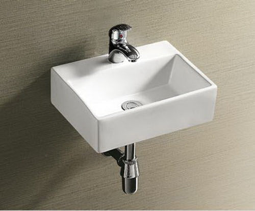 Baby Square Wall Hung Basin White Gloss Interior 380x300x115mm