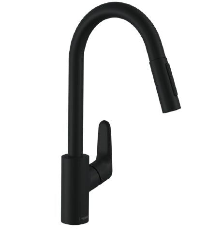 Hansgrohe Decor Single Lever Kitchen Mixer 240, 7 L/Min, Pull-Out Spray, 2Jet Matt Black