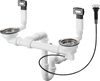 Hansgrohe D15-11 Automatic Waste And Overflow Set For Double Bowl Stainless Steel